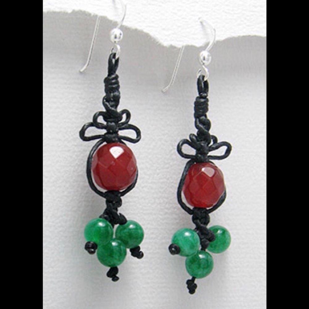 Red Agate & Jade Earrings